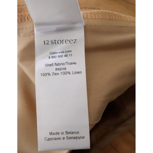 12 Storeez Womens Small Mustard Yellow Cuffed Linen Shorts Pinstripe Bermuda NWT - Picture 6 of 9